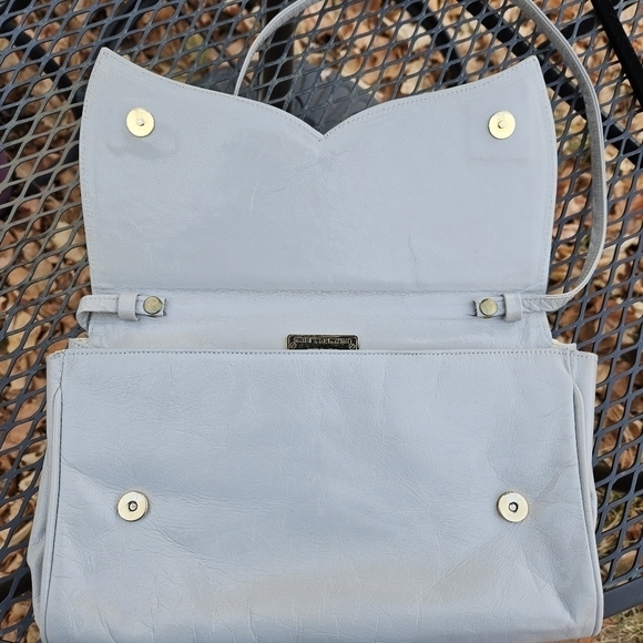 Stuart Weitzman vintage 80s gray leather shoulder bag with exotic detail - Picture 4 of 13